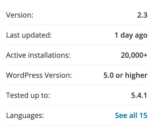 usage and update statistics for the WordPress security plugin Defender